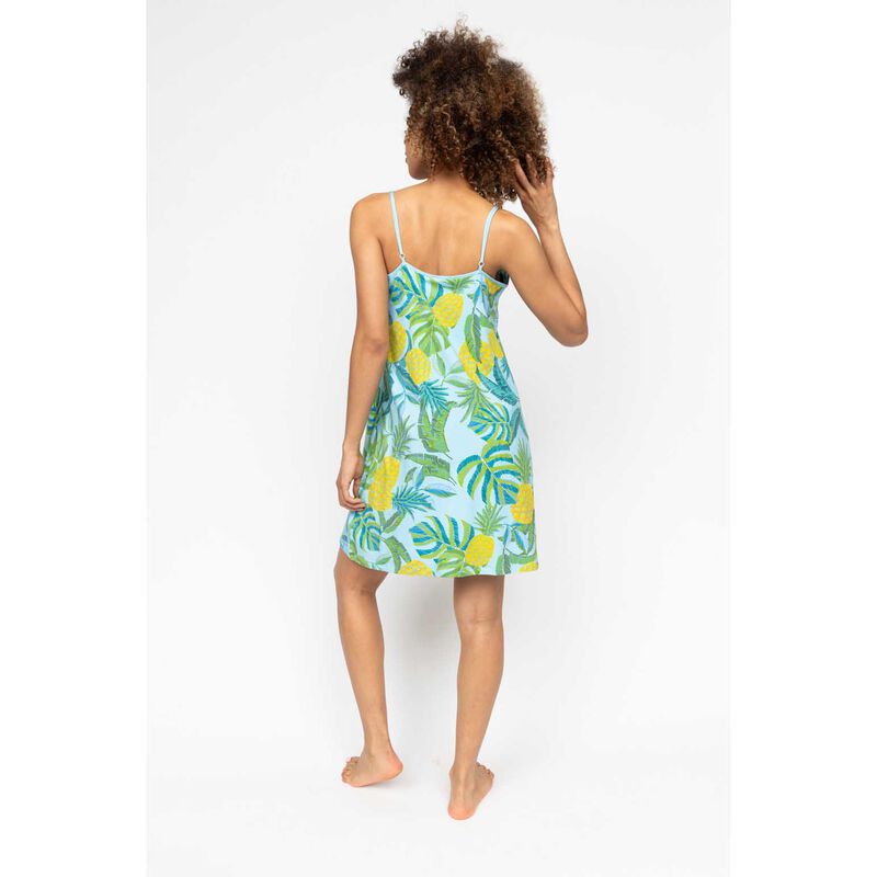 Cyberjammies Light Blue Pineapple Printed Jersey Strappy Short Nightdress image number 1